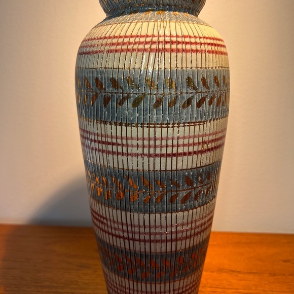 Aldo Londi Bitossi Seta Mid Century Modern Italian Vase Blue White Signed 12” - Picture 6 of 8